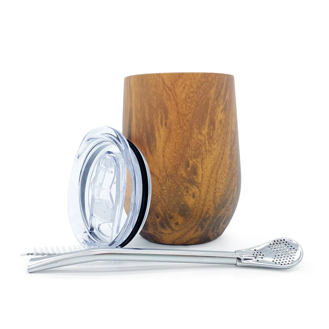 Calebasse Maté Isotherme Inoxydable Marron